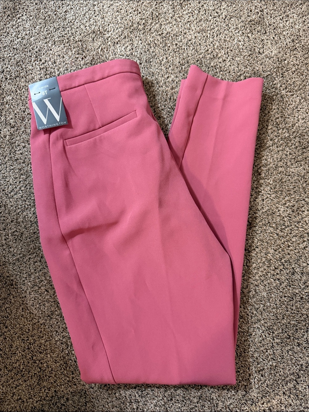 Worthington Rose Pink Straight-Leg Dress Trousers